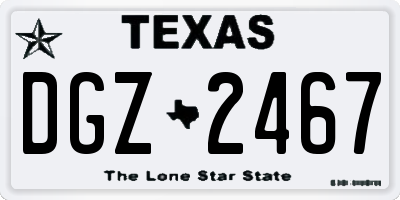 TX license plate DGZ2467