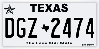 TX license plate DGZ2474