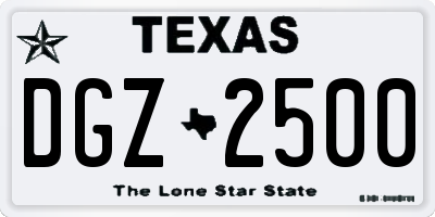 TX license plate DGZ2500