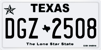 TX license plate DGZ2508