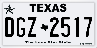 TX license plate DGZ2517
