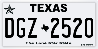 TX license plate DGZ2520