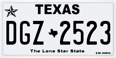 TX license plate DGZ2523