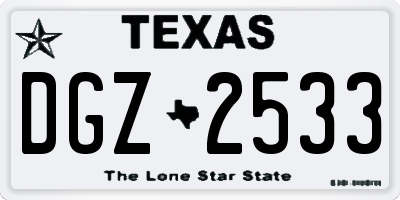 TX license plate DGZ2533