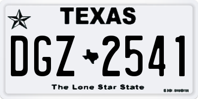 TX license plate DGZ2541