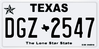 TX license plate DGZ2547