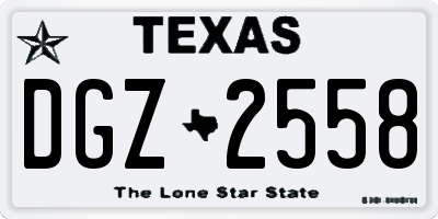 TX license plate DGZ2558