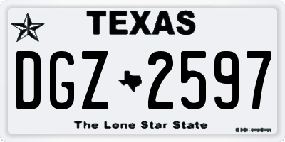 TX license plate DGZ2597