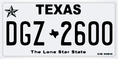 TX license plate DGZ2600