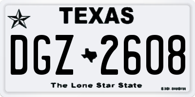 TX license plate DGZ2608