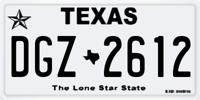 TX license plate DGZ2612