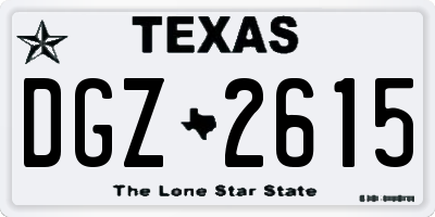 TX license plate DGZ2615