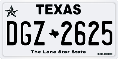TX license plate DGZ2625