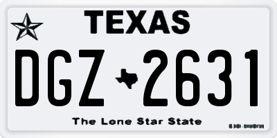 TX license plate DGZ2631