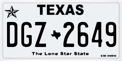 TX license plate DGZ2649