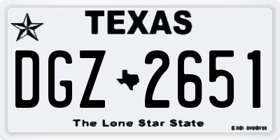 TX license plate DGZ2651