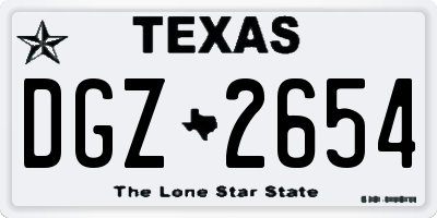 TX license plate DGZ2654