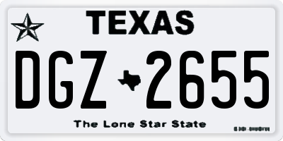 TX license plate DGZ2655