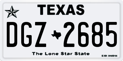 TX license plate DGZ2685