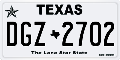 TX license plate DGZ2702