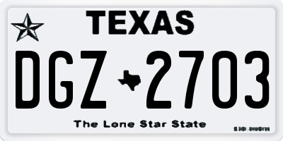 TX license plate DGZ2703