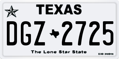TX license plate DGZ2725