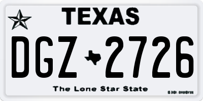 TX license plate DGZ2726