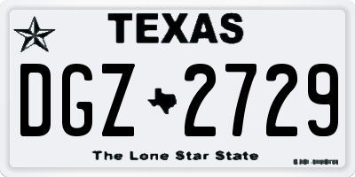 TX license plate DGZ2729