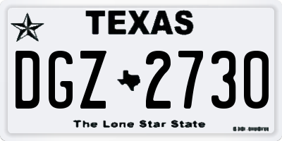 TX license plate DGZ2730