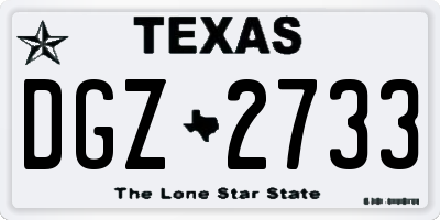 TX license plate DGZ2733