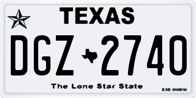 TX license plate DGZ2740