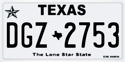 TX license plate DGZ2753