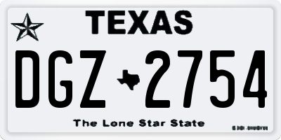 TX license plate DGZ2754