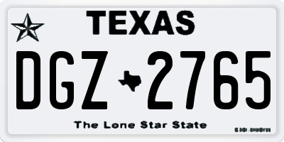TX license plate DGZ2765