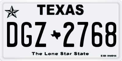 TX license plate DGZ2768