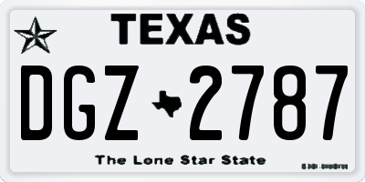 TX license plate DGZ2787