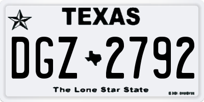 TX license plate DGZ2792