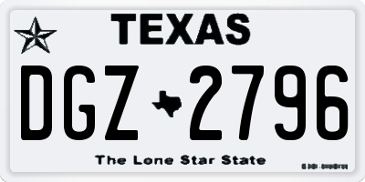 TX license plate DGZ2796