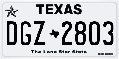 TX license plate DGZ2803