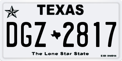 TX license plate DGZ2817