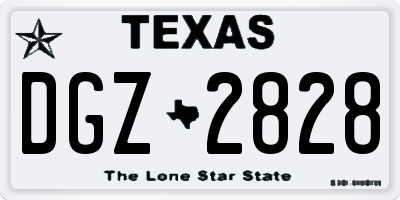 TX license plate DGZ2828