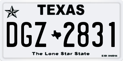 TX license plate DGZ2831