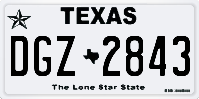 TX license plate DGZ2843