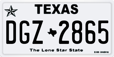 TX license plate DGZ2865