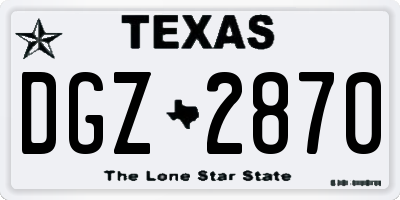 TX license plate DGZ2870