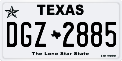 TX license plate DGZ2885