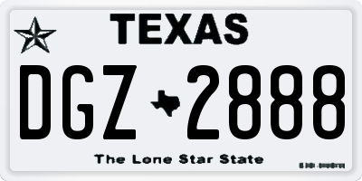 TX license plate DGZ2888