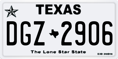 TX license plate DGZ2906