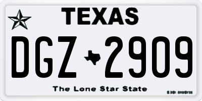 TX license plate DGZ2909