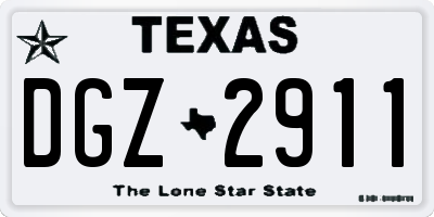 TX license plate DGZ2911